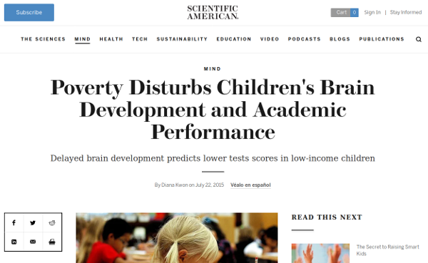 Image of article on scientific american website on poverty and children's brain development