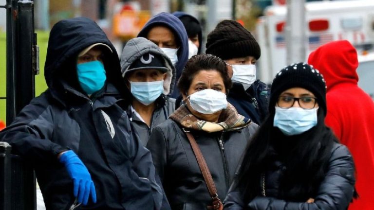 People in New York wearing face masks because of coronavirus