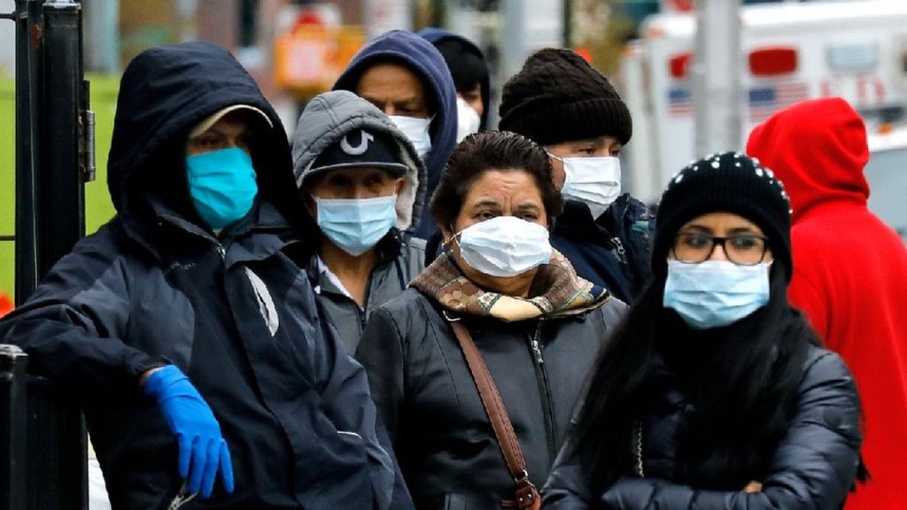 People in New York wearing face masks because of coronavirus